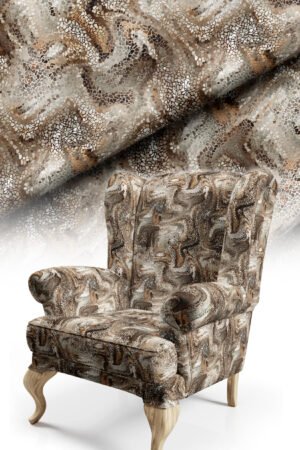 Mosaic Patterned Digitally-printed Upholstery fabric. Soft-touch Cotton-backed Esnemeyen Upholstery sofa fabric ( FBR 135 BEIGE )