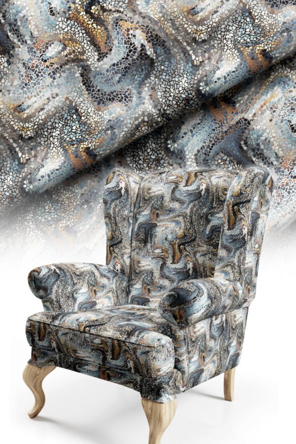 Smoke Grey Mosaic Pattern Upholstery Fabric by Nilstar®