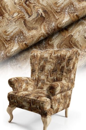 Mosaic Patterned Digitally-printed Upholstery fabric. Soft-touch Cotton-backed Esnemeyen Upholstery sofa fabric ( FBR 135 BROWN )