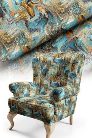 Mosaic Patterned Digitally-printed Upholstery fabric. Soft-touch Cotton-backed Esnemeyen Upholstery sofa fabric ( FBR 135 COLORFUL )