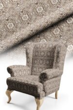 Elegant Royal Patterned Classic With motifs Upholstery fabric Cotton-backed Thick rachel-knit Fabric 140cm width ( FBR 137 BEIGE )