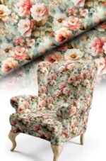 Classic Floral Patterned Cotton-backed Thick rachel-knit Upholstery fabric 140cm width ( FBR 142 )