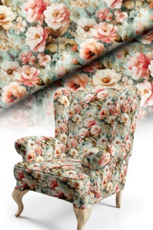 Classic Floral Patterned Cotton-backed Thick rachel-knit Upholstery fabric 140cm width ( FBR 142 )
