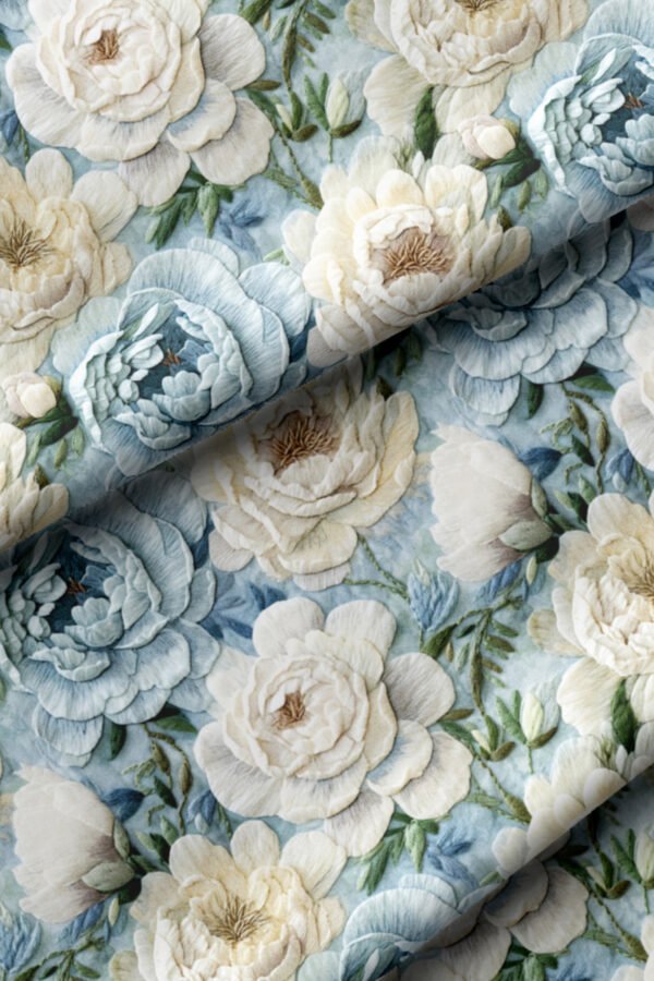 Blue Rose Pattern Upholstery Fabric by Nilstar®