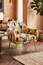 Modern Colorful Pop Abstract With motifs Cotton-backed Thick rachel-knit Upholstery fabric 140cm width ( FBR 147 )
