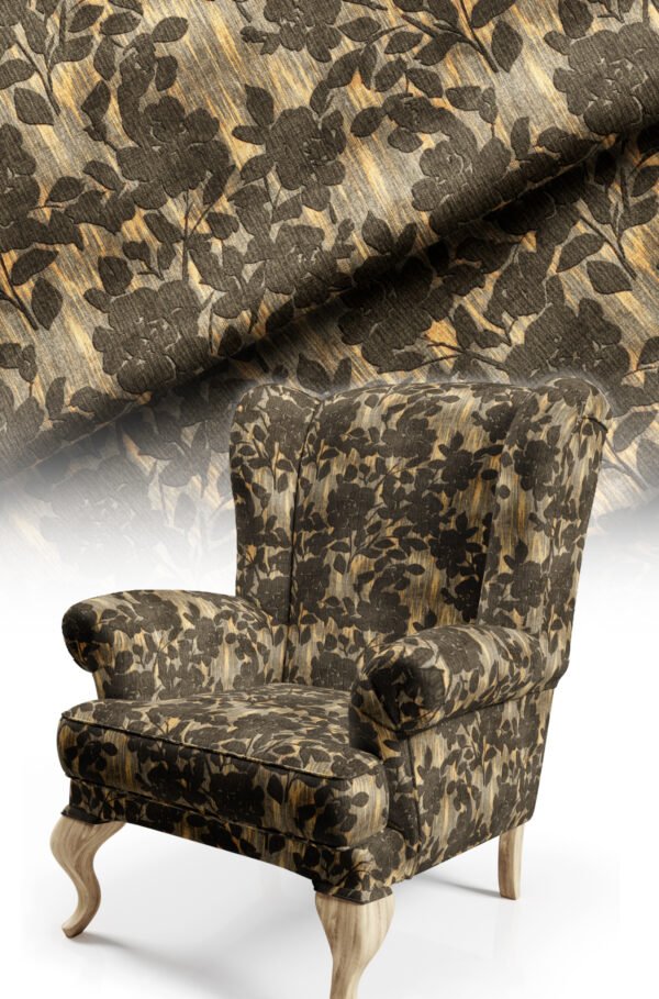 Beige Classic Floral Pattern Upholstery Fabric, 140cm Width (FBR 92)