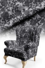 Classic Floral Patterned Cotton-backed Thick rachel-knit Upholstery fabric 140cm width ( FBR 92 SMOKE GRAY )