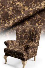 Classic Floral Patterned Cotton-backed Thick rachel-knit Upholstery fabric 140cm width ( FBR 92 BROWN )