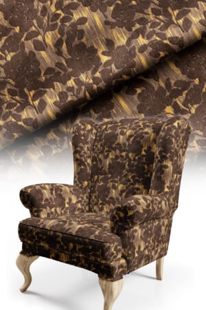 Classic Floral Patterned Cotton-backed Thick rachel-knit Upholstery fabric 140cm width ( FBR 92 BROWN )