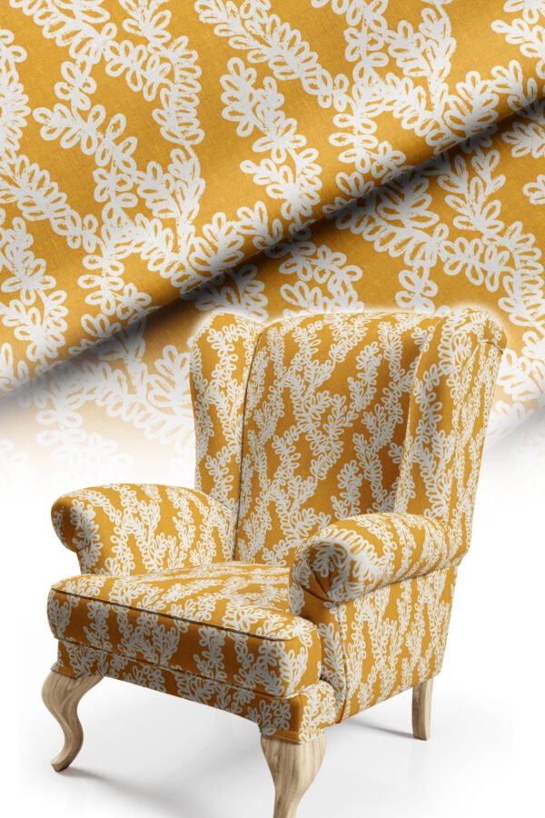 Yellow Modern Lace-Effect Pattern Upholstery Fabric by Nilstar®