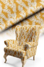MODERN LACE LOOK DIGITALLY-PRINTED UPHOLSTERY BABYFACE FABRIC 140cm width ( FBR 134 YELLOW )