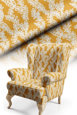 MODERN LACE LOOK DIGITALLY-PRINTED UPHOLSTERY BABYFACE FABRIC 140cm width ( FBR 134 YELLOW )