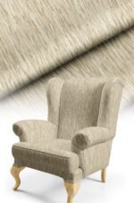 Linen Effect Beige Cotton-backed Digitally-printed Thick rachel-knit Upholstery fabric 140cm width ( FBR 107 BEIGE )