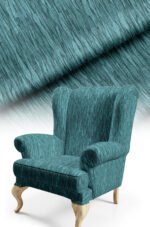 Linen Effect Cotton-backed Digitally-printed Thick rachel-knit Upholstery fabric 140cm width ( FBR 107 TURQUOISE )
