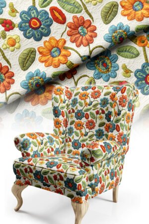 Embossed Effect Floral Patterned Cotton-backed Thick rachel-knit Upholstery fabric 140cm width ( FBR 127 )