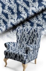 MODERN LACE LOOK DIGITALLY-PRINTED UPHOLSTERY BABYFACE FABRIC 140cm width ( FBR 134 NAVY BLUE )