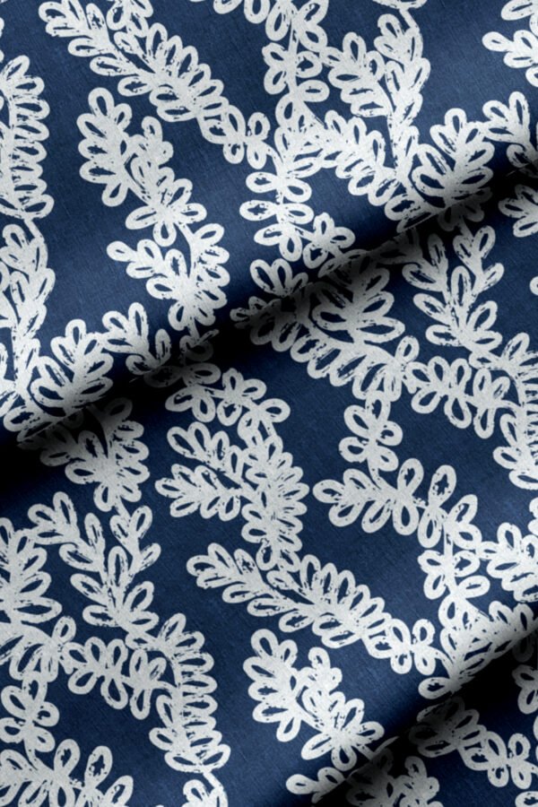 Navy Modern Lace-Effect Pattern Upholstery Fabric by Nilstar®
