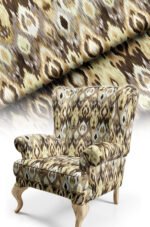 Brown Abstract geometric Patterned Cotton-backed Thick rachel-knit Upholstery fabric 140cm width ( ET BROWN )