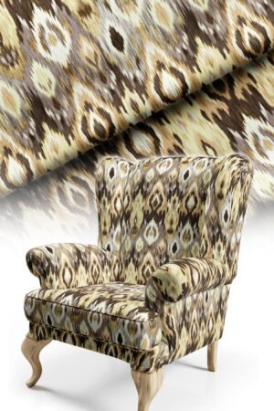 Brown Abstract geometric Patterned Cotton-backed Thick rachel-knit Upholstery fabric 140cm width ( ET BROWN )