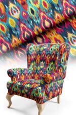 Colorful Abstract geometric Patterned Cotton-backed Thick rachel-knit Upholstery fabric 140cm width ( ET VERY COLOR )