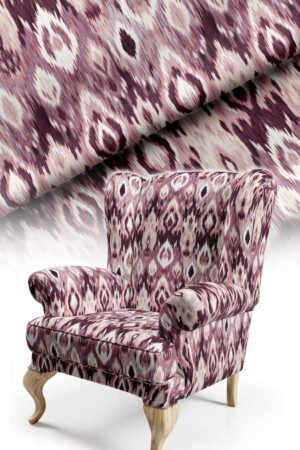 Violet Abstract geometric Patterned Cotton-backed Thick rachel-knit Upholstery fabric 140cm width ( ET PURPLE )