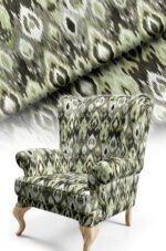 Green Abstract geometric Patterned Cotton-backed Thick rachel-knit Upholstery fabric 140cm width ( ET GREEN )