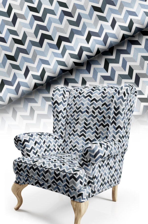 Blue Diamond Pattern Upholstery Fabric, 140cm Width (ZZ)