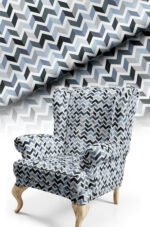 Diamond Patterned Blue Cotton-backed Thick rachel-knit Upholstery fabric 140cm width ( ZZ BLUE )