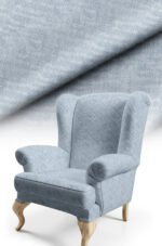 Crinkle Effect Cotton-backed Digitally-printed Thick rachel-knit Upholstery fabric 140cm width ( KIRIK LIGHT BLUE )