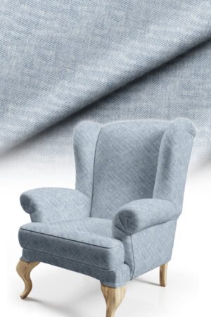 Crinkle Effect Cotton-backed Digitally-printed Thick rachel-knit Upholstery fabric 140cm width ( KIRIK LIGHT BLUE )