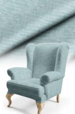 Crinkle Effect Cotton-backed Digitally-printed Thick rachel-knit Upholstery fabric 140cm width ( KIRIK LIGHT TURQUOISE )