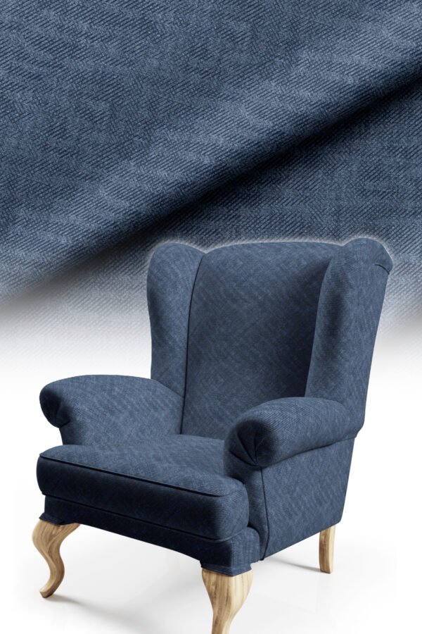 Muted Dark Blue Crinkle Effect Upholstery Fabric by Nilstar®