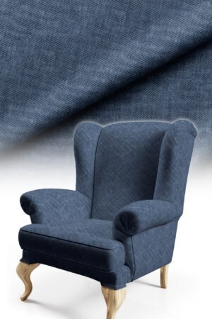 Crinkle Effect Cotton-backed Digitally-printed Thick rachel-knit Upholstery fabric 140cm width ( KIRIK DARK BLUE )