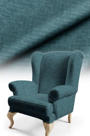 Crinkle Effect Cotton-backed Digitally-printed Thick rachel-knit Upholstery fabric 140cm width ( KIRIK DARK TURQUOISE )