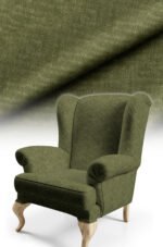 Crinkle Effect Cotton-backed Digitally-printed Thick rachel-knit Upholstery fabric 140cm width ( KIRIK DARK GREEN )