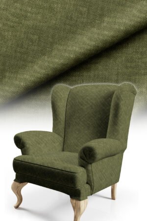 Crinkle Effect Cotton-backed Digitally-printed Thick rachel-knit Upholstery fabric 140cm width ( KIRIK DARK GREEN )