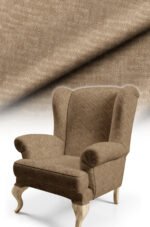 Crinkle Effect Cotton-backed Digitally-printed Thick rachel-knit Upholstery fabric 140cm width ( KIRIK MIDDLE BROWN )