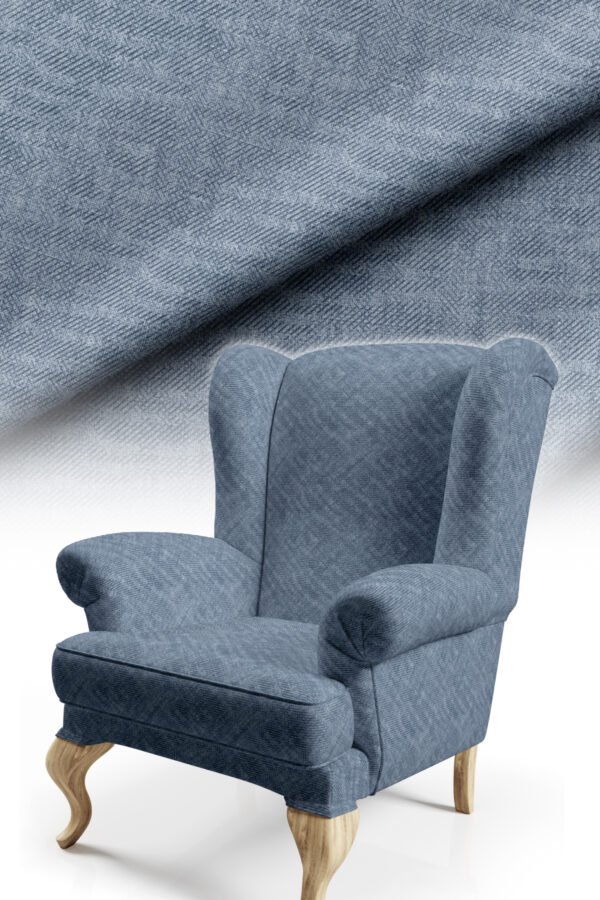 Muted Medium Blue Crinkle Effect Upholstery Fabric by Nilstar®