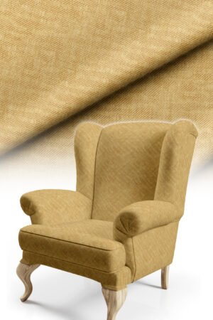 Crinkle Effect Cotton-backed Digitally-printed Thick rachel-knit Upholstery fabric 140cm width ( KIRIK MIDDLE YELLOW )