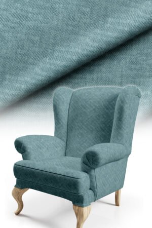 Crinkle Effect Cotton-backed Digitally-printed Thick rachel-knit Upholstery fabric 140cm width ( KIRIK MIDDLE TURQUOISE )