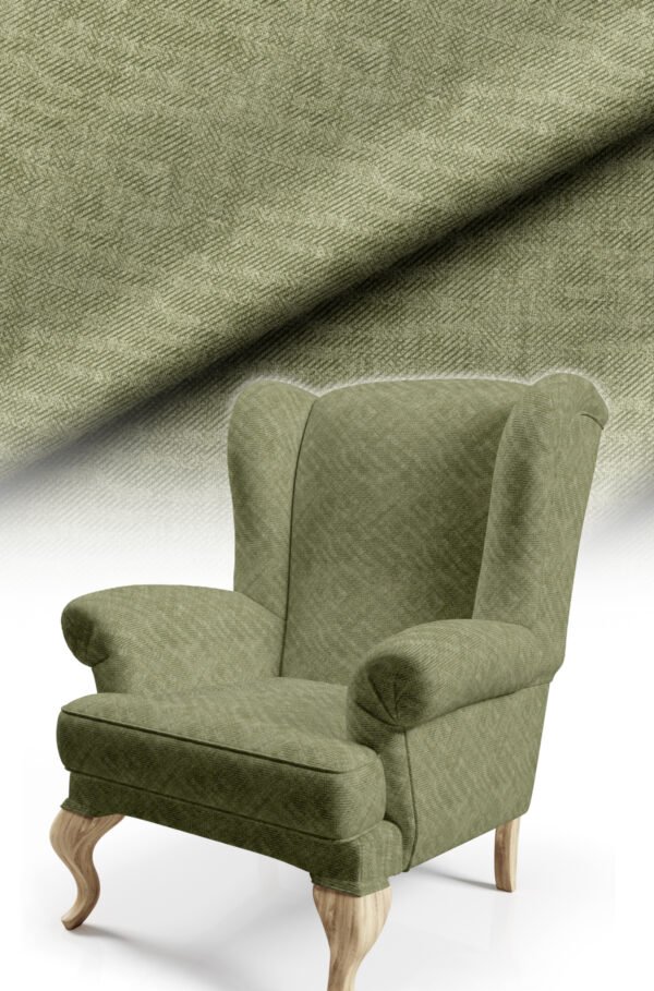 Muted Medium Green Crinkle Effect Upholstery Fabric, 140cm Width