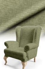 Crinkle Effect Cotton-backed Digitally-printed Thick rachel-knit Upholstery fabric 140cm width ( KIRIK MIDDLE GREEN )