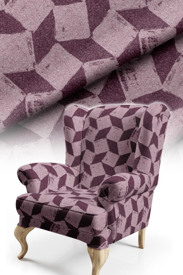 Geometric Burgundy Pattern Upholstery Fabric by Nilstar®