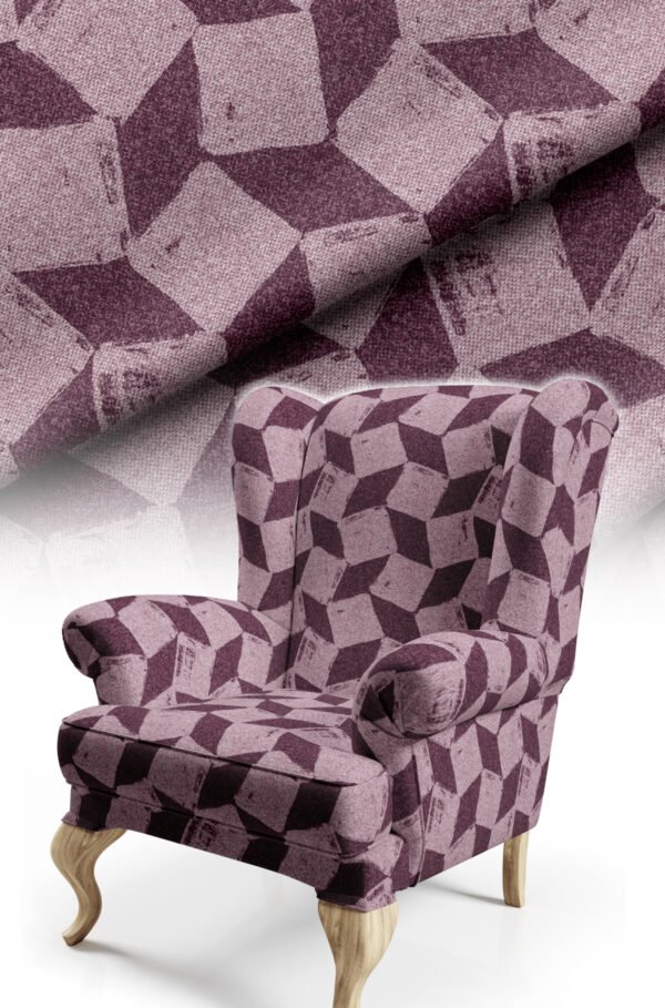 Geometric Burgundy Pattern Upholstery Fabric, 140cm Width (GEO)