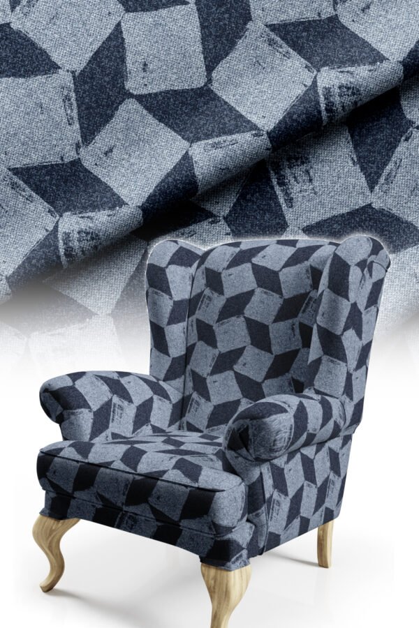 Navy Geometric Pattern Upholstery Fabric by Nilstar®