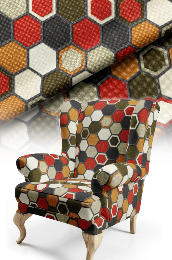 Modern Hexagon Pattern Upholstery Fabric, 140cm Width (FBR 93)