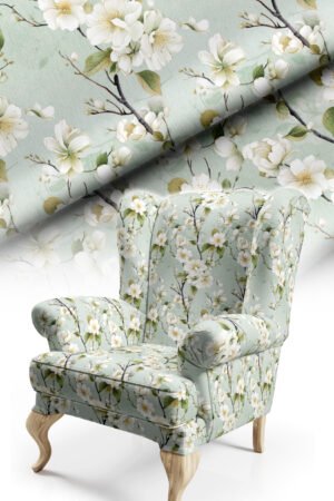 Spring blossom Branches Patterned Cotton-backed Thick rachel-knit Upholstery fabric 140cm width ( FBR 94 )