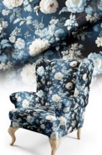 Elegant Rose Patterned Classic Model Cotton-backed Thick rachel-knit Upholstery fabric 140cm width ( FBR 95 )