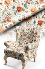 Colorful Flowers Patterned Cotton-backed Thick rachel-knit Upholstery fabric 140cm width ( FBR 97 )