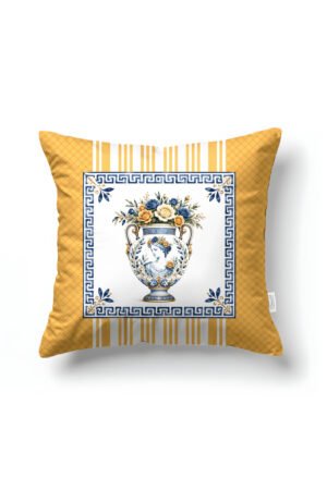 CANILA JUAN Yellow Greek Patterned Square Pillow cover 43 x 43 cm Double-sided Pillow cover 1 PIECE(S) ( JUAN 3 )